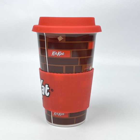 Hershey's Kit Kat 6" Tall Ceramic Travel Mug Coffee Cup Tumbler w/ Removable Lid - Picture 2 of 7